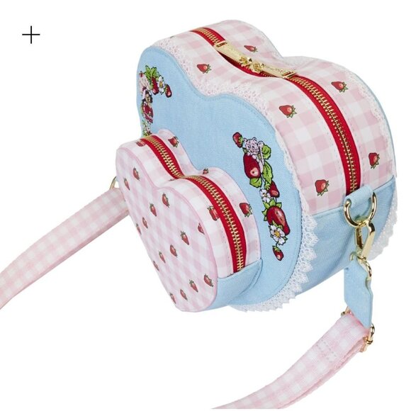 NWT  Loungefly Strawberry Shortcake - Denim Heart Crossbody - Picture 1 of 5